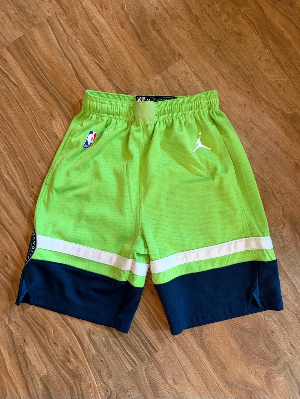 NBA Kids' Neon Green & Navy Basketball Shorts with White Stripe